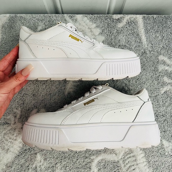 final price ✨ PUMA women's karmen rebelle white + gold chunky sneakers size 6.5 - Picture 5 of 10